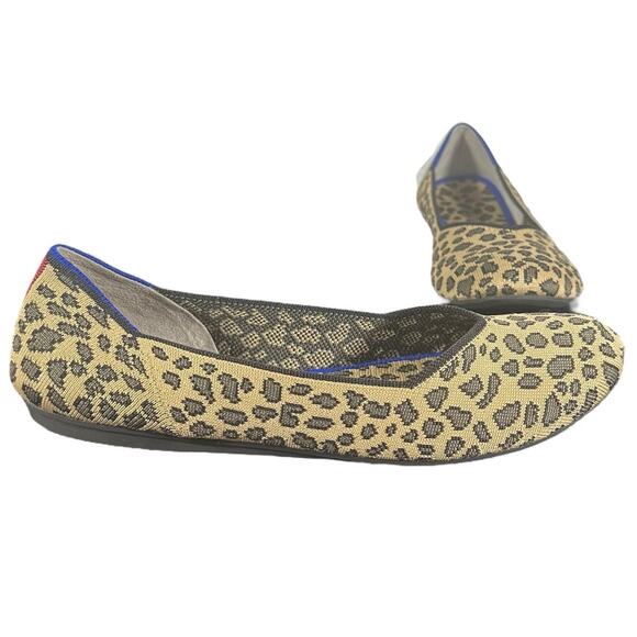 Rothy’s Size 9.5 Leopard Print Almond Toe Flats Washable Eco-Friendly - Picture 1 of 9
